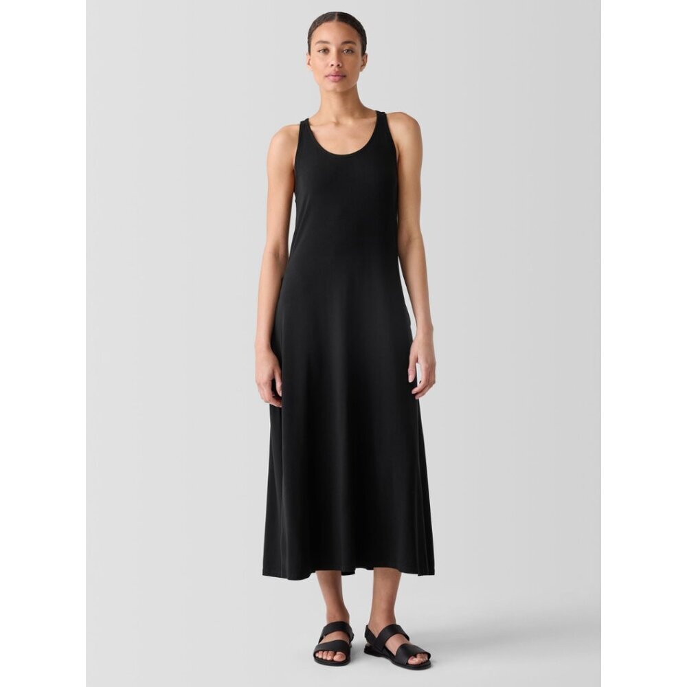 Mien Studios Fortuna Maxi Dress Black Sleeveless Scoop Neck Cotton Midi XL